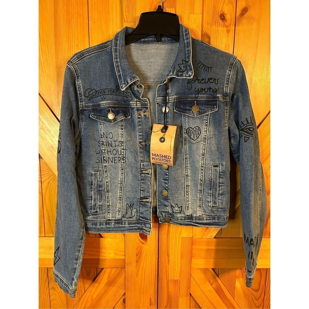 Mashed Potatoes premium denim jean jacket size small nwt (4987)￼